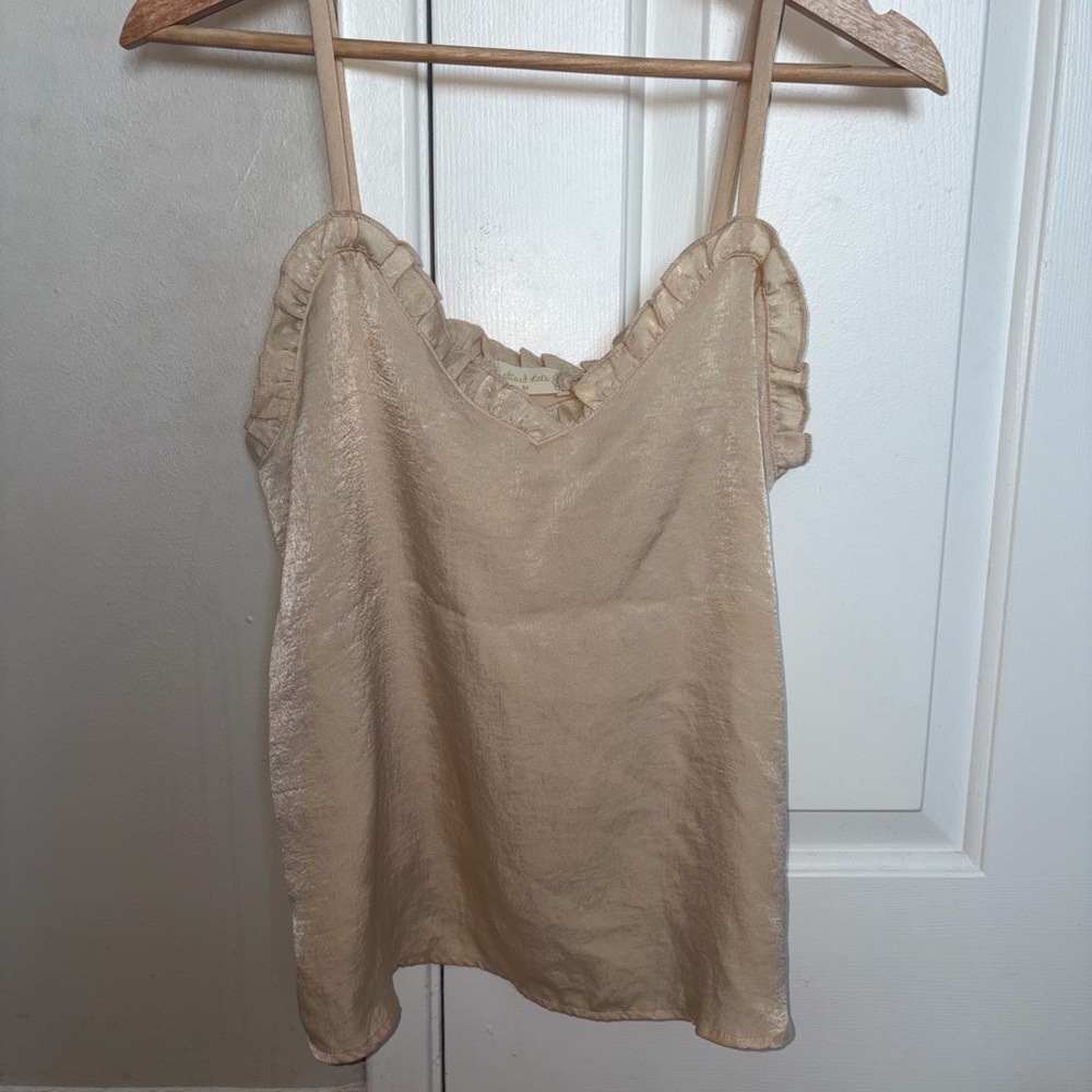 Altar'd State Champagne Ruffle-Trim Satin Cami